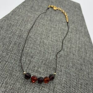 Swarovski Brown Cord and Crystal Necklace